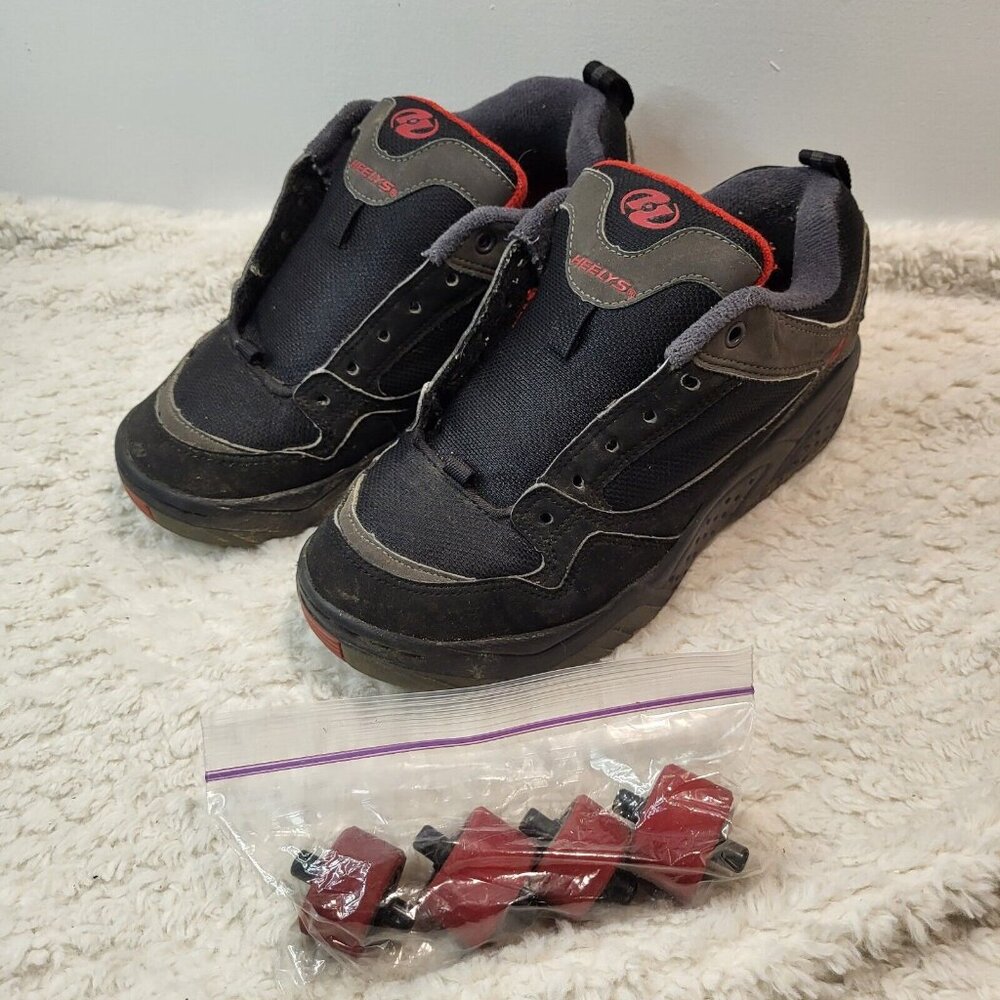 Heelys Rapid Roller Skates Sneakers #7031 Black Charcoal Red Mens/ Boys 5